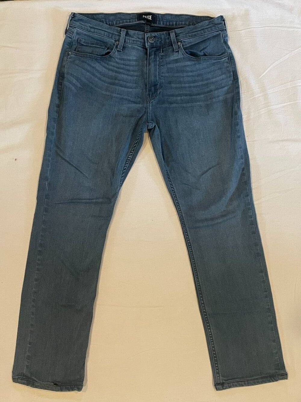 PAIGE Blue Straight-Leg Denim Jeans